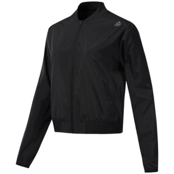 Women’s REEBOK taffeta black workout bomber sport jacket size small - Picture 2 of 16
